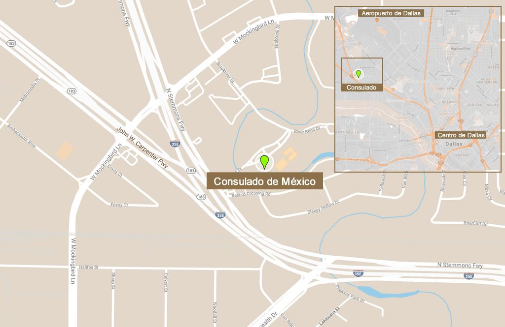 Mapa del Consulado de México en Dallas